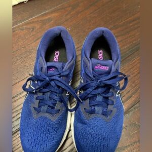 ASICS Royal Blue Sneakers with Pink Highlights